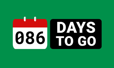 86 days to go last countdown. eighty six days go sale price offer promo deal timer, 86 days only