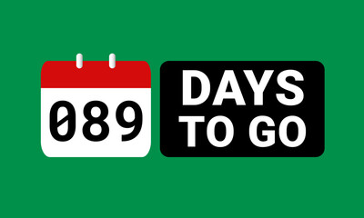 89 days to go last countdown. eighty nine days go sale price offer promo deal timer, 89 days only