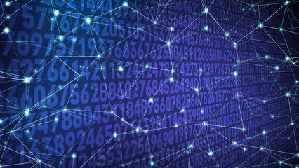 Digit counting and connected lines exploring numerical code sequence in data science background