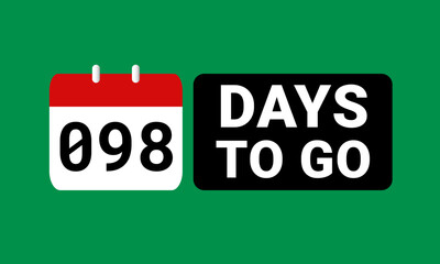 98 days to go last countdown. ninety eight days go sale price offer promo deal timer, 98 days only