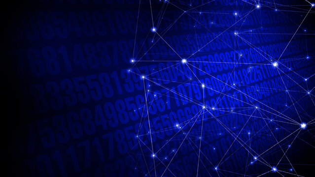 Science background connecting numbers and lines through algorithm and data science for counting and numerical analysis