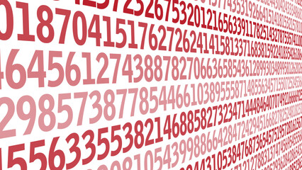 Random numbers on white background science of algorithm, machine learning, and numerical data analysis