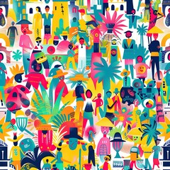 World Festivals and Celebrations: The color and excitement of global festivals. For Seamless Pattern, Fabric Pattern, Tumbler Wrap, Mug Wrap.