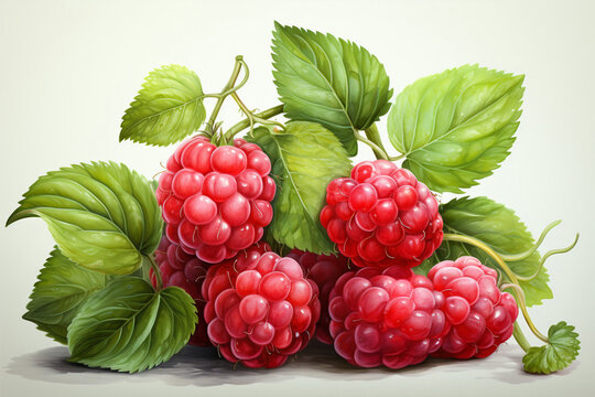 Raspberry fruit watercolor painting