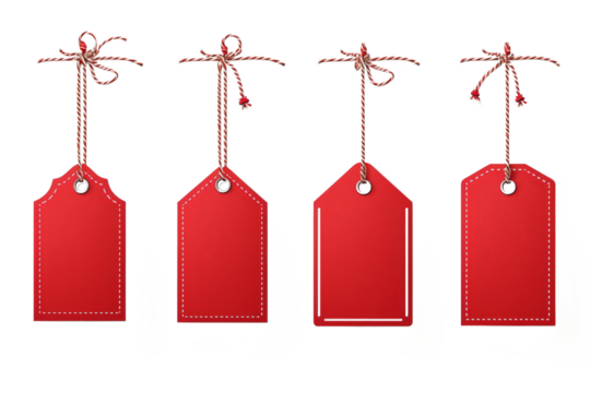  Price Tag Label Red With Various Shape isolated on transparent background With clipping path.3d render