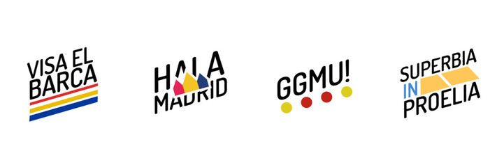 Sticker Jargon of soccer clubs around the world. text, sticker, sticker set. Vector illustration