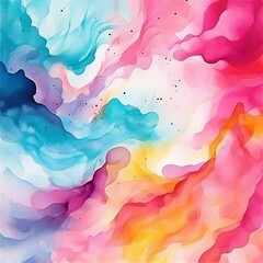 Watercolor Abstract Colorful Background Wall Art Illustration With Generative AI 