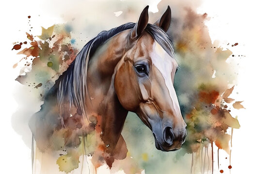 Horse portrait painting watercolor