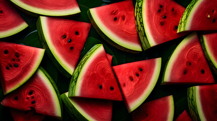 Luscious Watermelon Texture A Refreshing sliced fruit background, generative ai