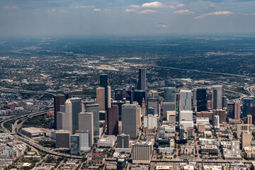 Fototapeta premium Aerial View of the Skyline of Houston At Midday