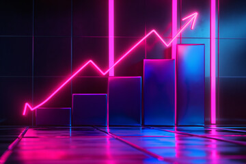 Neon graph with arrow going up
