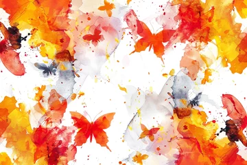 Abwaschbare Fototapete Schmetterlinge im Grunge seamless watercolor pattern of butterflies