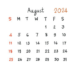calendar planner 2024 handwriting - obrazy, fototapety, plakaty