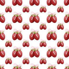 Coquette Strawberry Seamless Pattern, Cute Preppy Strawberry Bow Aesthetic Design, Printable Repeat Digital Paper Background