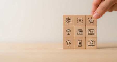 Omnichannel marketing coccept. Seamless integration of various channels, social media, email,...
