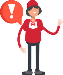 Waitress Character and Error Sign
