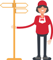 Waitress Character and Signpost
