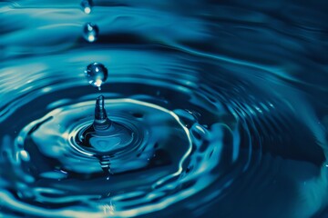 A single drop of water sinking into a larger body of water, creating ripples and small waves