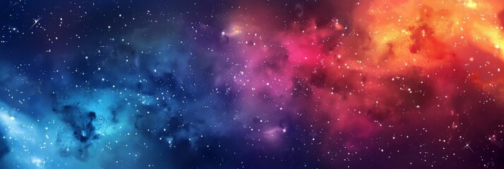 A vibrant space scene featuring an abundance of colorful stars scattered throughout the cosmic expanse - obrazy, fototapety, plakaty