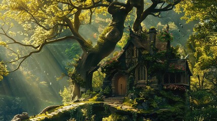 Fairytale house in a magical forest