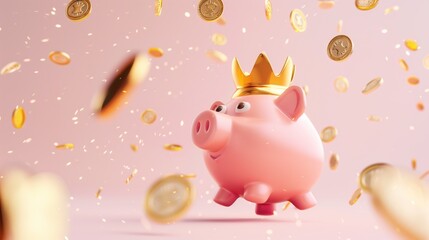 Coin Rain and the Crowned Cute Piggy Bank: Royal Savings, Golden Dreams, and the Financial Kingdom of Prosperity and Wealth