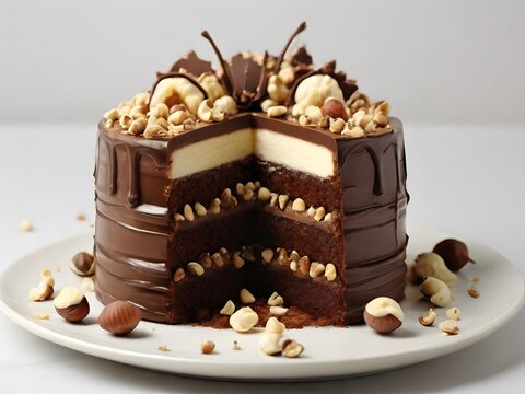 Decadent chocolate cake on a plate