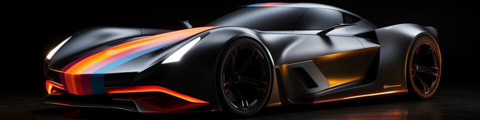 Aerodynamic racing car speeds through dynamic outdoor scenery with upgraded body kit enhancements.