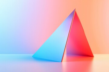 Fototapeta premium A vibrant triangle sits on a table against a pink and blue backdrop