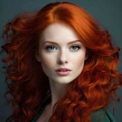 Fototapeta premium A woman with red hair in the style of Tamara