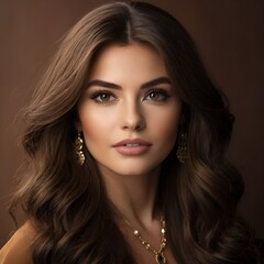 Naklejka premium A woman with brown hair in the style of Amara