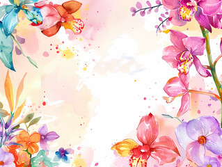 花の水彩画フレーム