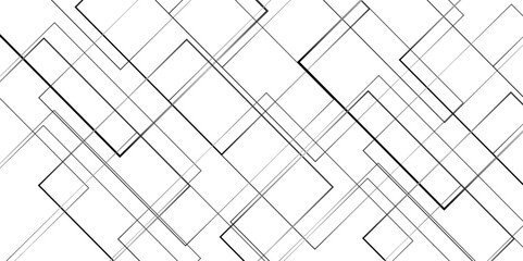 Beautiful lines in black and white tone of many squares and rectangles shapes on white background