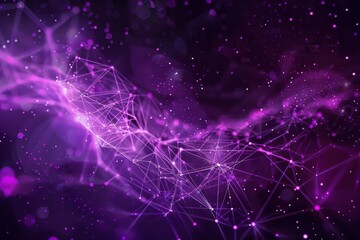 Fototapeta premium A vibrant purple background featuring an abstract design of intersecting lines and scattered dots creating a dynamic visual pattern