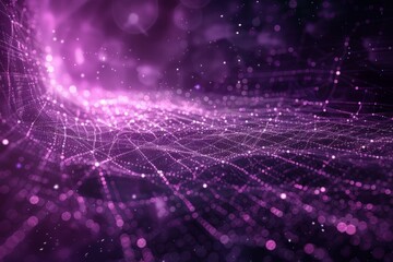 Purple abstract background featuring intersecting lines and scattered dots in a modern and dynamic design - obrazy, fototapety, plakaty