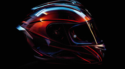 red motorcycle helmet.