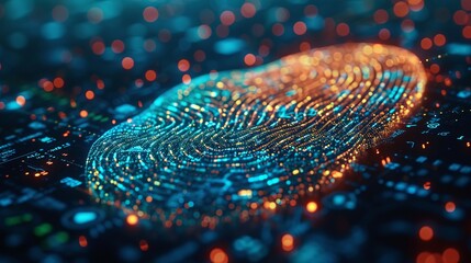 Innovative 3d fingerprint artwork merging biometric data with low poly design for a digital identity concept