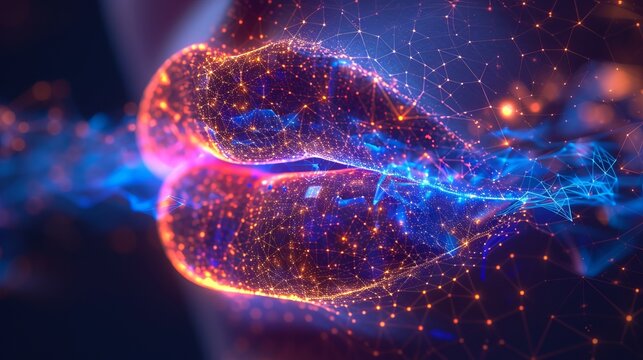 Abstract low poly render of a human mouth, blending art and technology to depict data interpretation