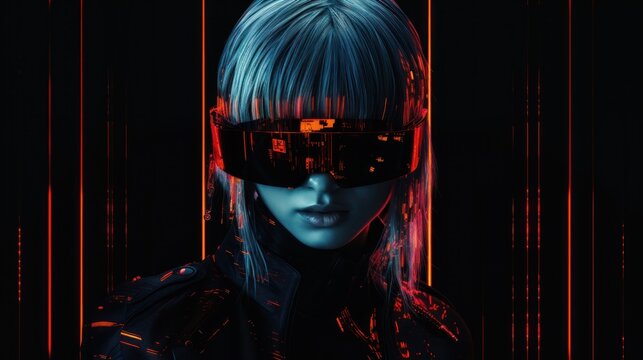 Cyberpunk style glitch black background: represents the future, suitable for game design. Website about technology or technology-related products