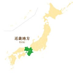 日本列島の中の近畿地方、近畿地方の各県