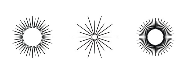  Sunburst icon. Burst vector. Sunburst set. Linear style. - vector illustration design with white artboard.