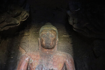 Statue of Buddha in Ajanta Caves Located in Aurangabad district of Maharashtra state. UNESCO World...