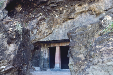 Exterior of Ajanta caves located in Aurangabad district of Maharashtra state -India. UNESCO World...