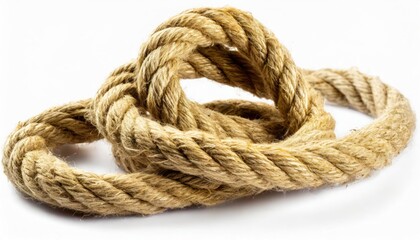 Fototapeta na wymiar Jute rope with a knot or loop on a white background. Jute 