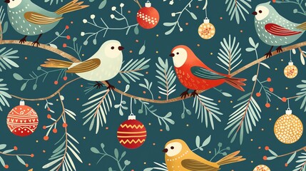 Obraz premium wallpaper and background pattern of colorful birds and flowers