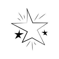 Set of sparkle star and starburst hand-drawn. Doodle style with white background.