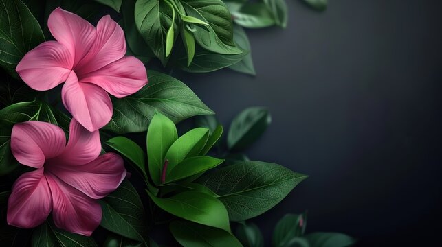 Floral black background: conveys freshness Suitable for presentations about products for women. fashion website or wedding Adjust images to be beautiful and interesting,