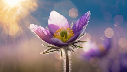 Pulsatilla - Pasque flower (or pasqueflower), wind flower, prairie crocus, Easter flower, and meadow anemone. Early spring flower often to be seen in combination with snow