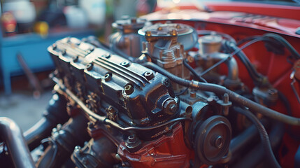 Fixing Automotive Engine - Mechanic Repairing Car Motor, Automobile Maintenance and Service, Engine Fixing Concept, Generative Ai

