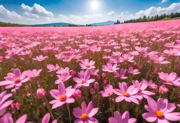 field of pink flowers