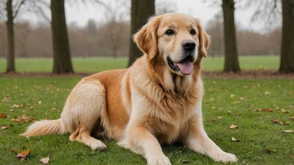 Golden retriever dog in the park